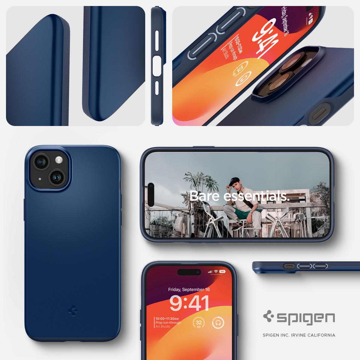 Spigen® Thin Fit™ ACS06777 iPhone 15 Case - Navy Blue
