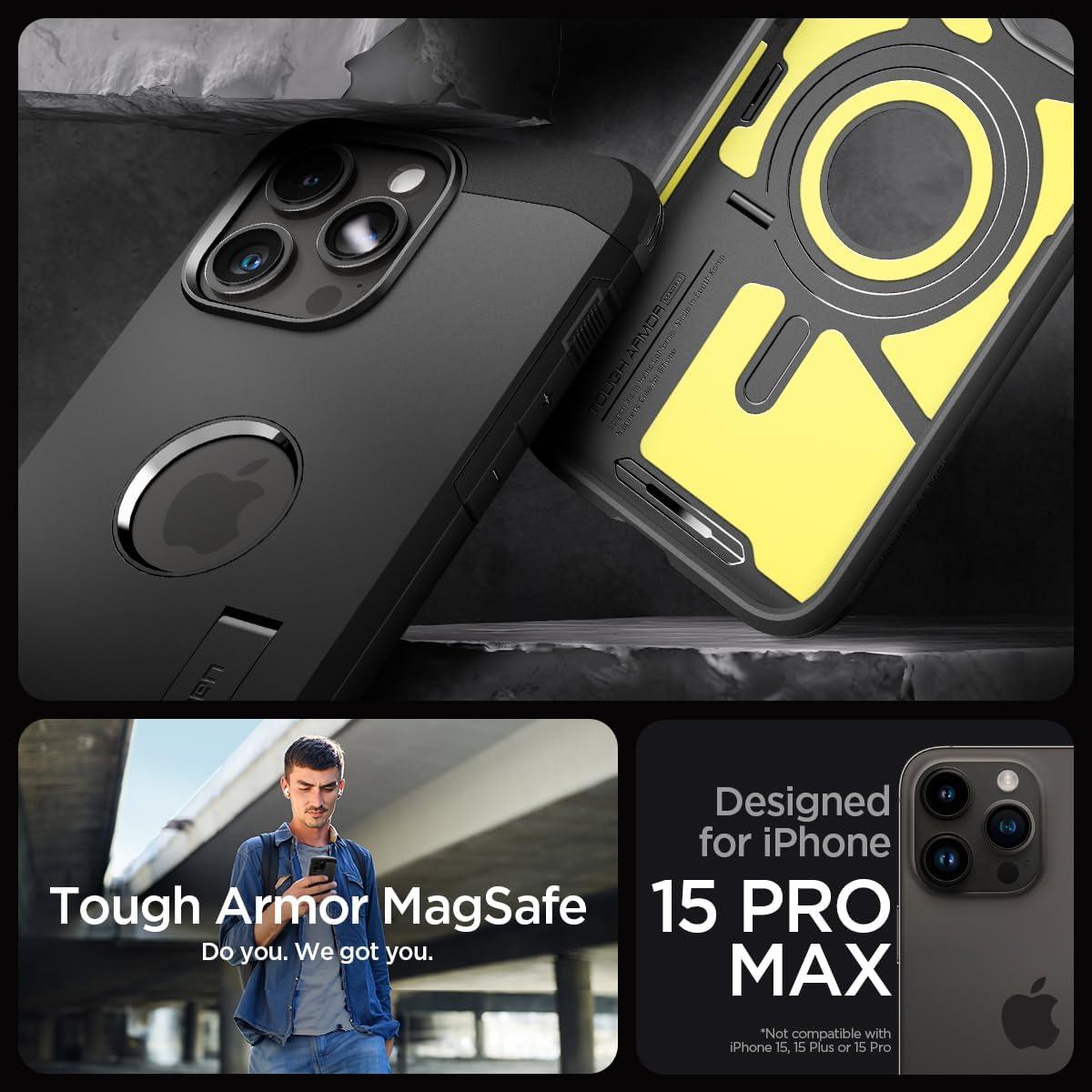 Spigen® Tough Armor™ (MagFit) ACS06594 iPhone 15 Pro Max Case - Black