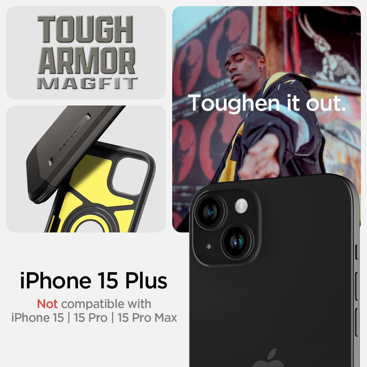 Spigen® Tough Armor™ (MagFit) ACS06668 iPhone 15 Plus Case - Gunmetal