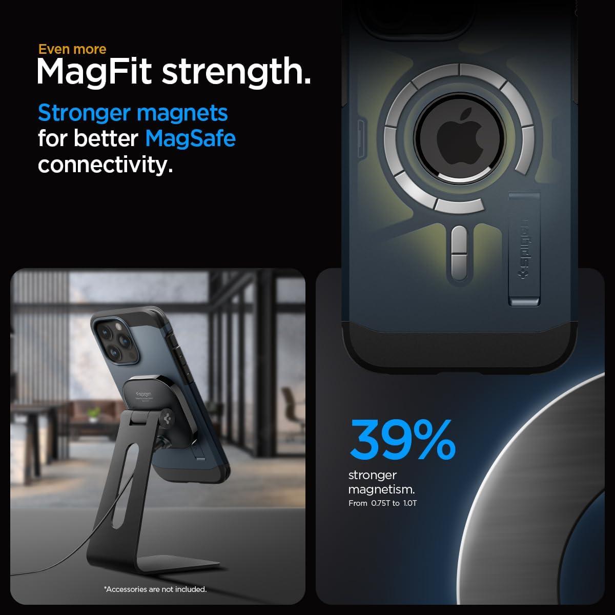 Spigen® Tough Armor™ (MagFit) ACS06734 iPhone 15 Pro Case - Metal Slate