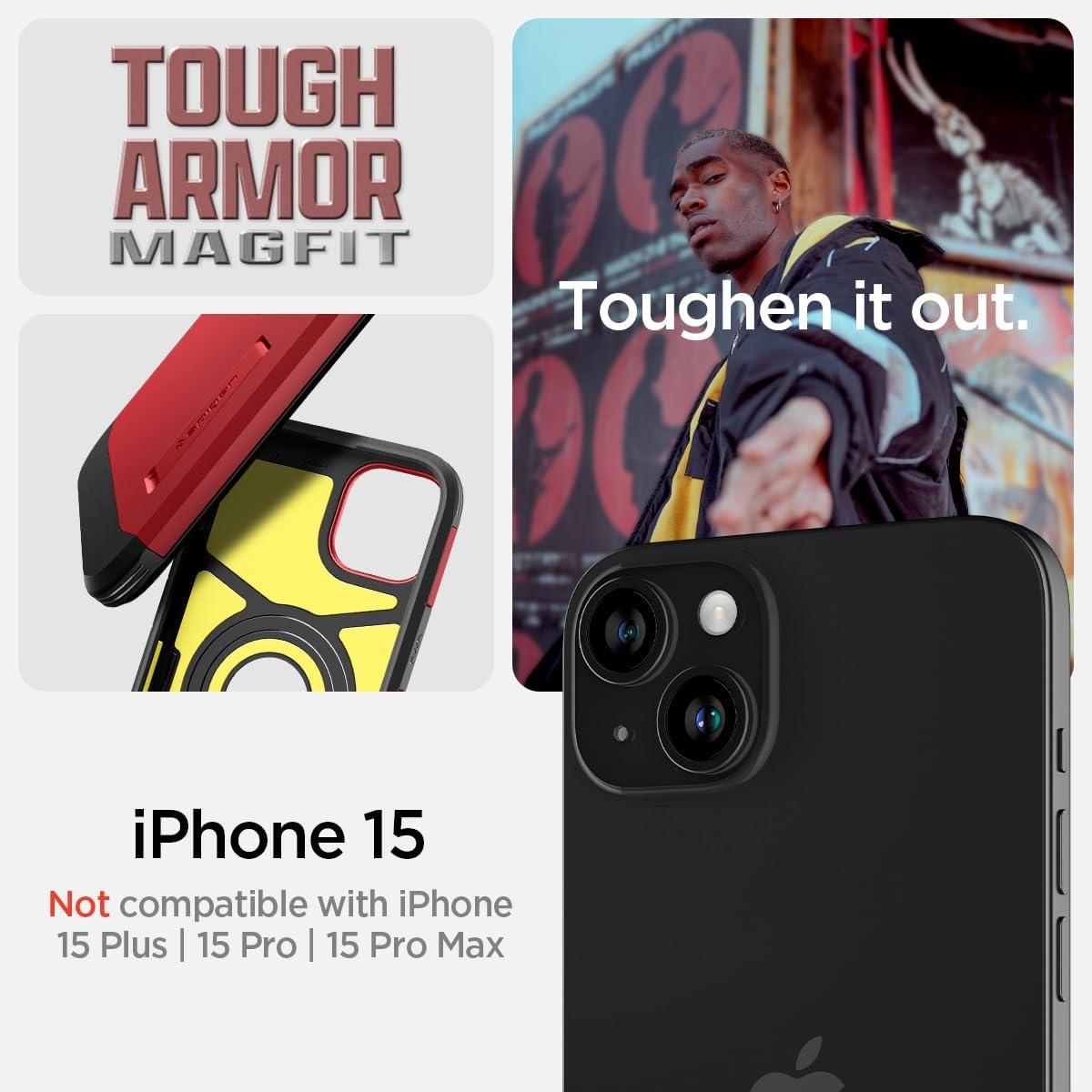 Spigen® Tough Armor™ (MagFit) ACS06814 iPhone 15 Case - Red