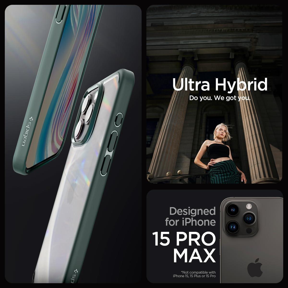 Spigen® Ultra Hybrid™ ACS06574 iPhone 15 Pro Max Case - Abyss Green