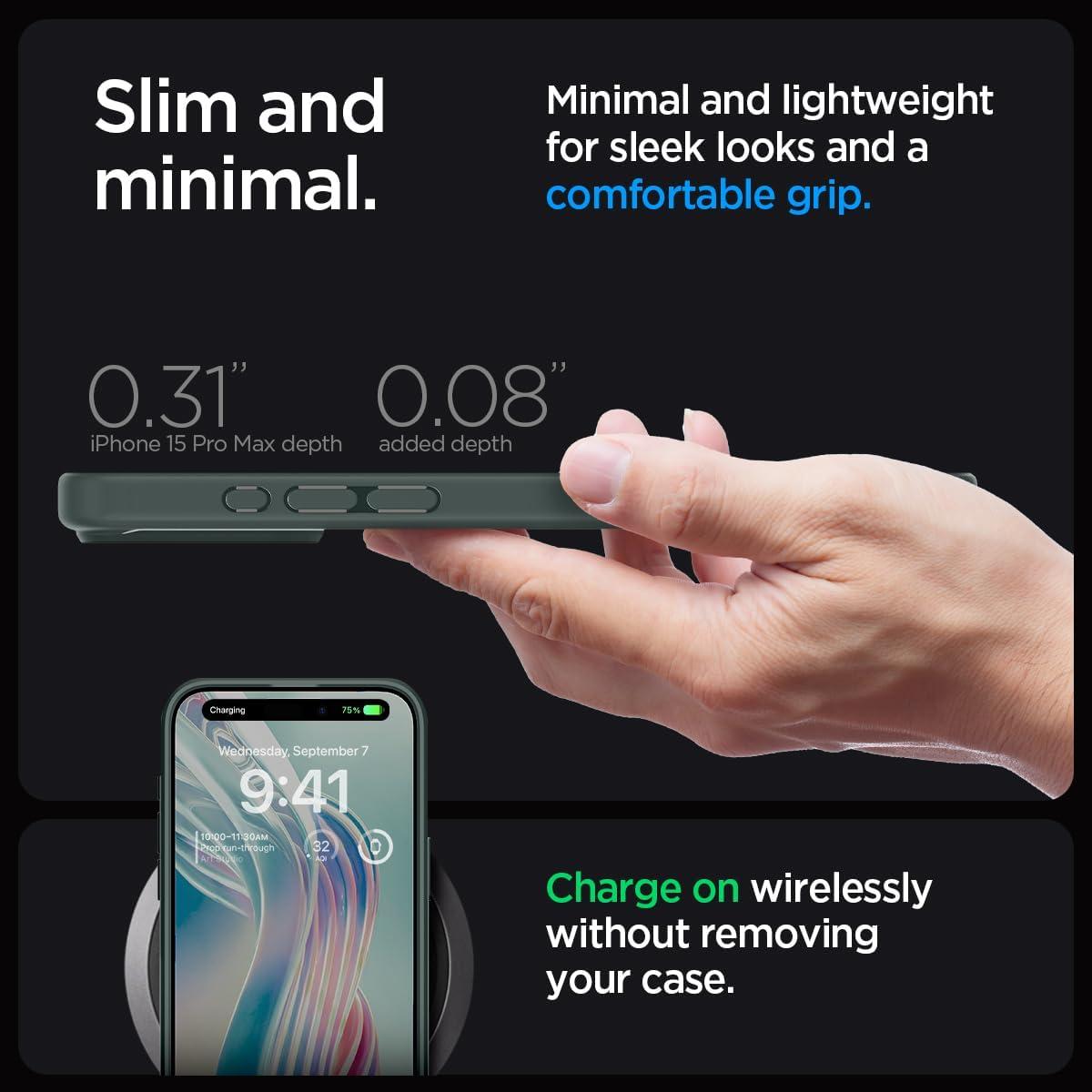Spigen® Ultra Hybrid™ ACS06574 iPhone 15 Pro Max Case - Abyss Green