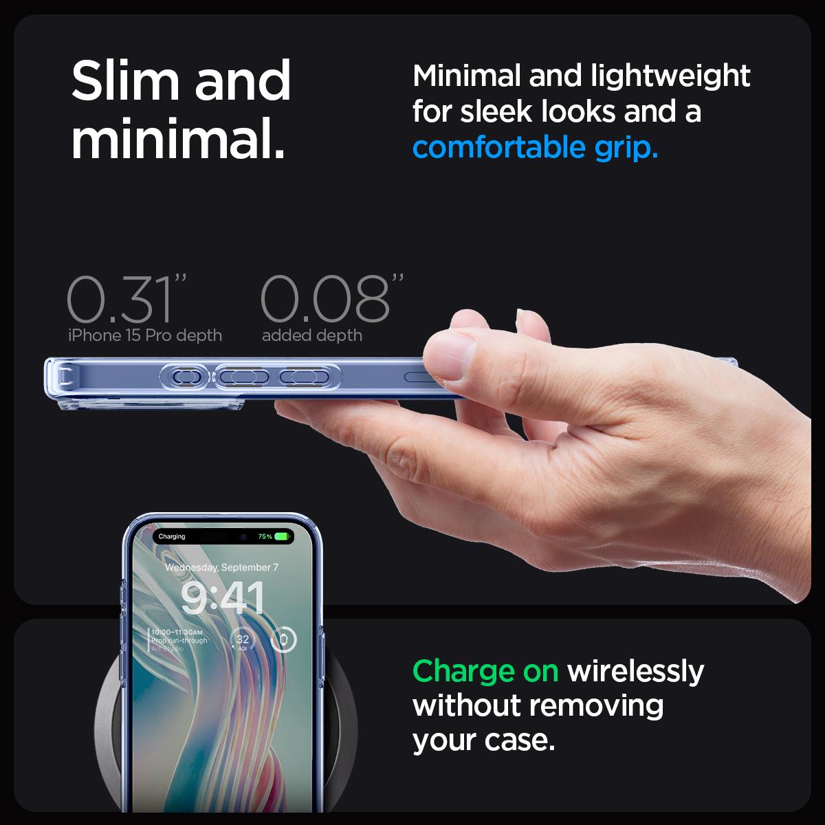 Spigen® Ultra Hybrid™ ACS07048 iPhone 15 Pro Case – Sky Crystal