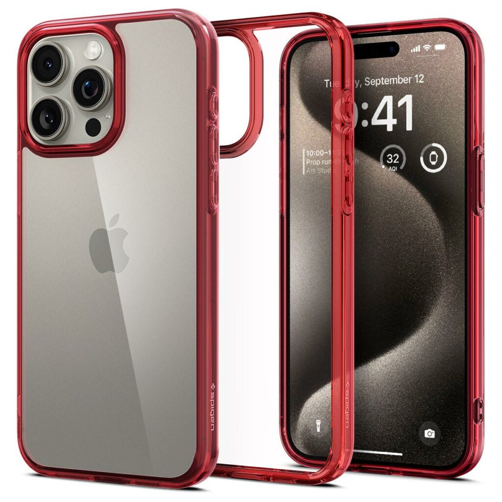 Spigen® Ultra Hybrid™ ACS07055 iPhone 15 Pro Case - Deep Red