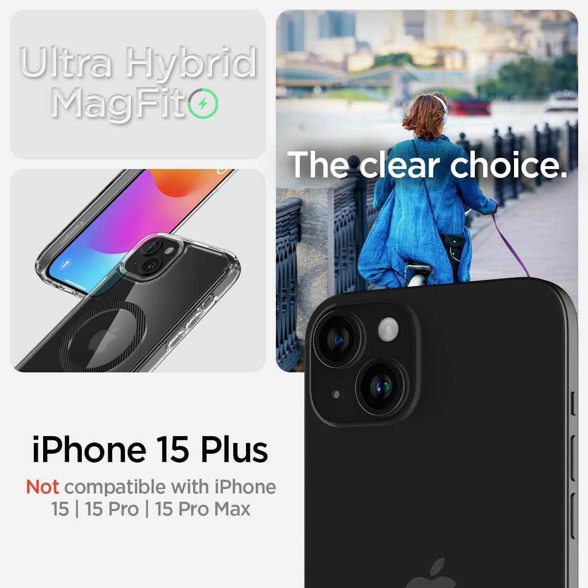 Spigen® Ultra Hybrid™ (MagFit) ACS06663 iPhone 15 Plus Case - Carbon Fiber