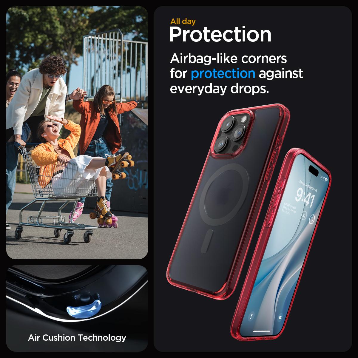 Spigen® Ultra Hybrid™ (MagFit) ACS07056 iPhone 15 Pro Max Case - Frost Red