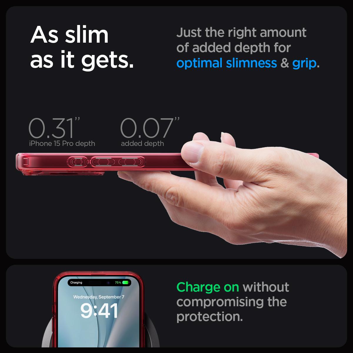 Spigen® Ultra Hybrid™ (MagFit) ACS07057 iPhone 15 Pro Case - Frost Red