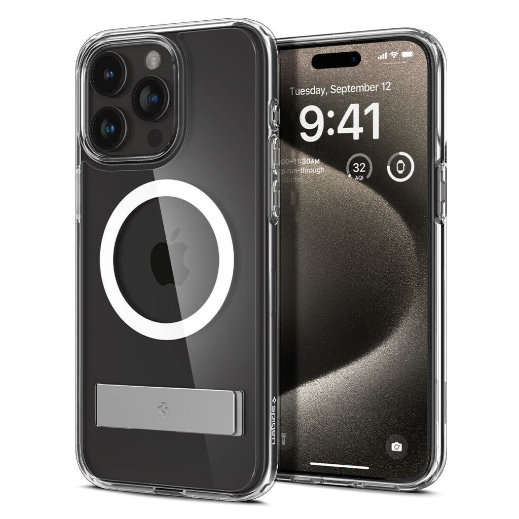 Spigen® Ultra Hybrid™ S (MagFit) ACS06583 iPhone 15 Pro Max Case - Crystal Clear