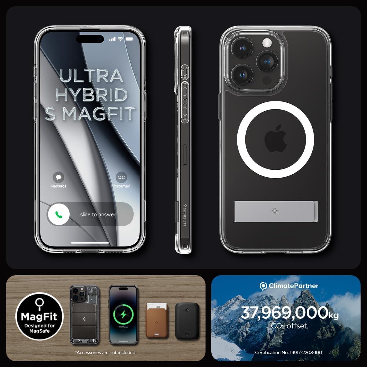 Spigen® Ultra Hybrid™ S (MagFit) ACS06722 iPhone 15 Pro Case - Crystal Clear