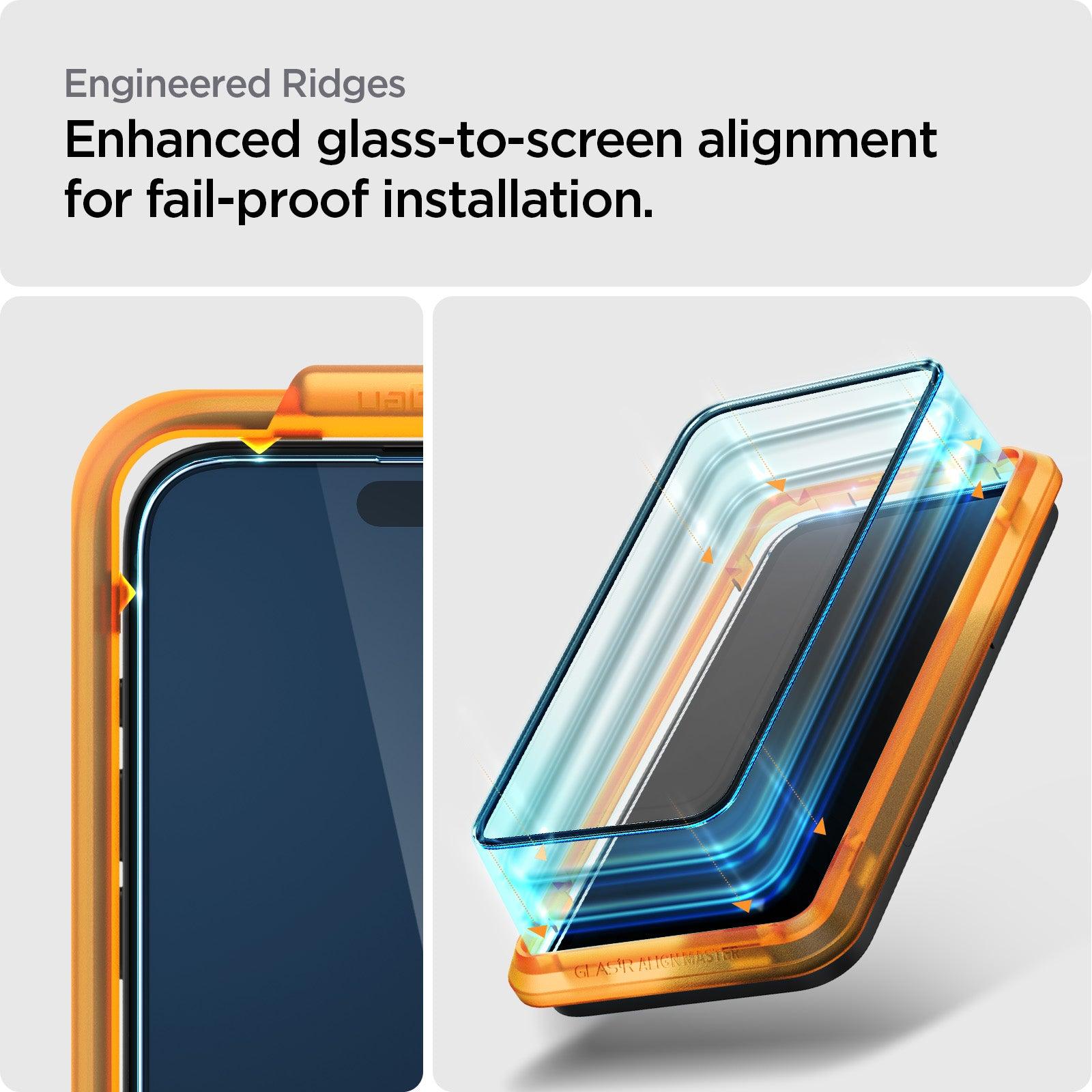 Spigen® (x2.Pack) GLAS.tR™ ALIGNmaster™ Full Cover HD AGL06875 iPhone 15 Pro Max Premium Tempered Glass Screen Protector