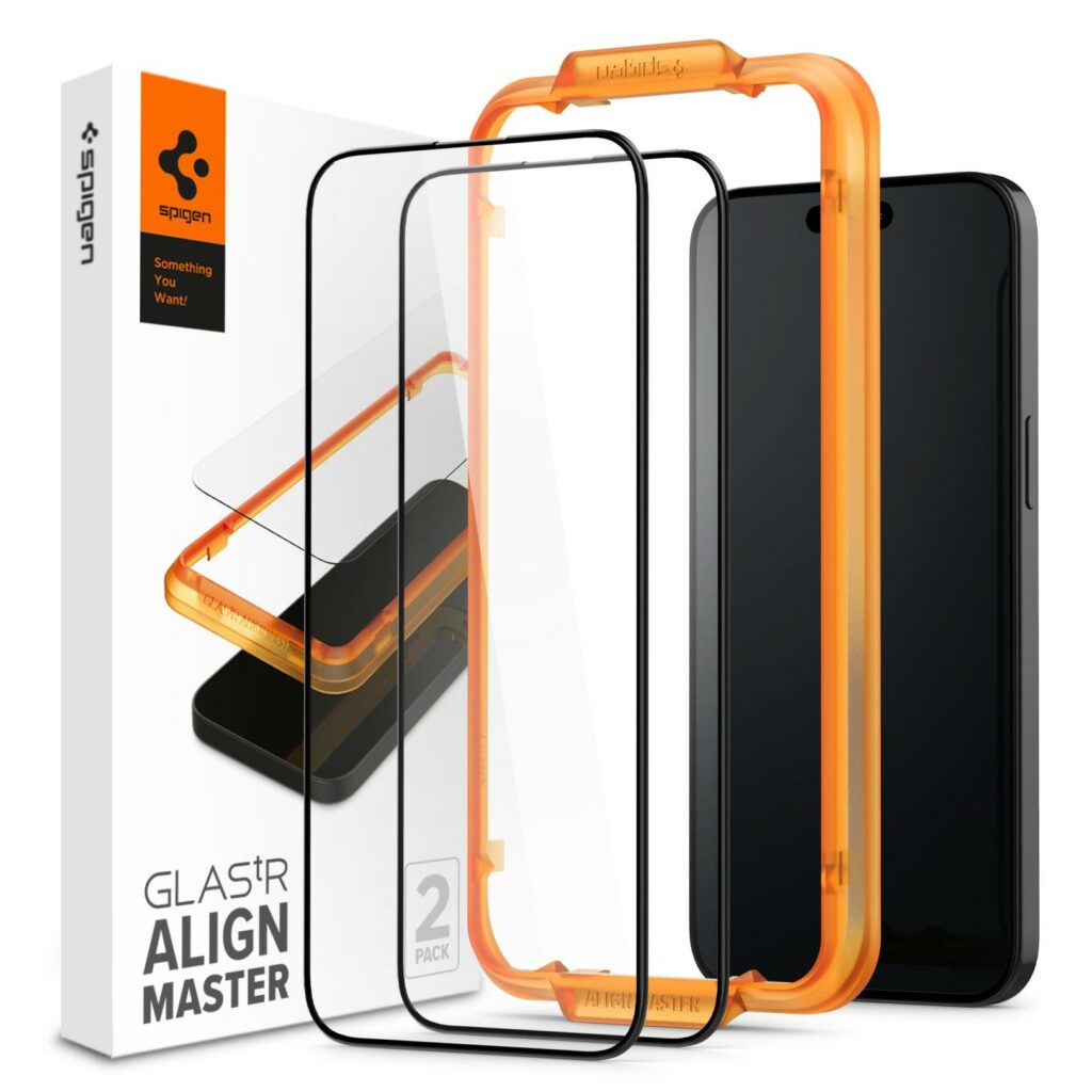 Spigen® (x2.Pack) GLAS.tR™ ALIGNmaster™ Full Cover HD AGL06906 iPhone 15 Premium Tempered Glass Screen Protector