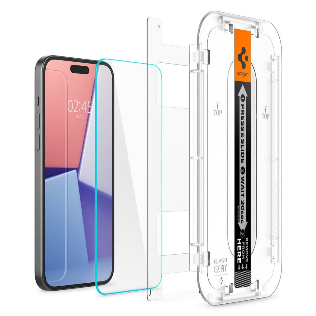 Spigen® (x2.Pack) GLAS.tR™ EZ FIT™ AGL06903 iPhone 15 Premium Tempered Glass Screen Protector