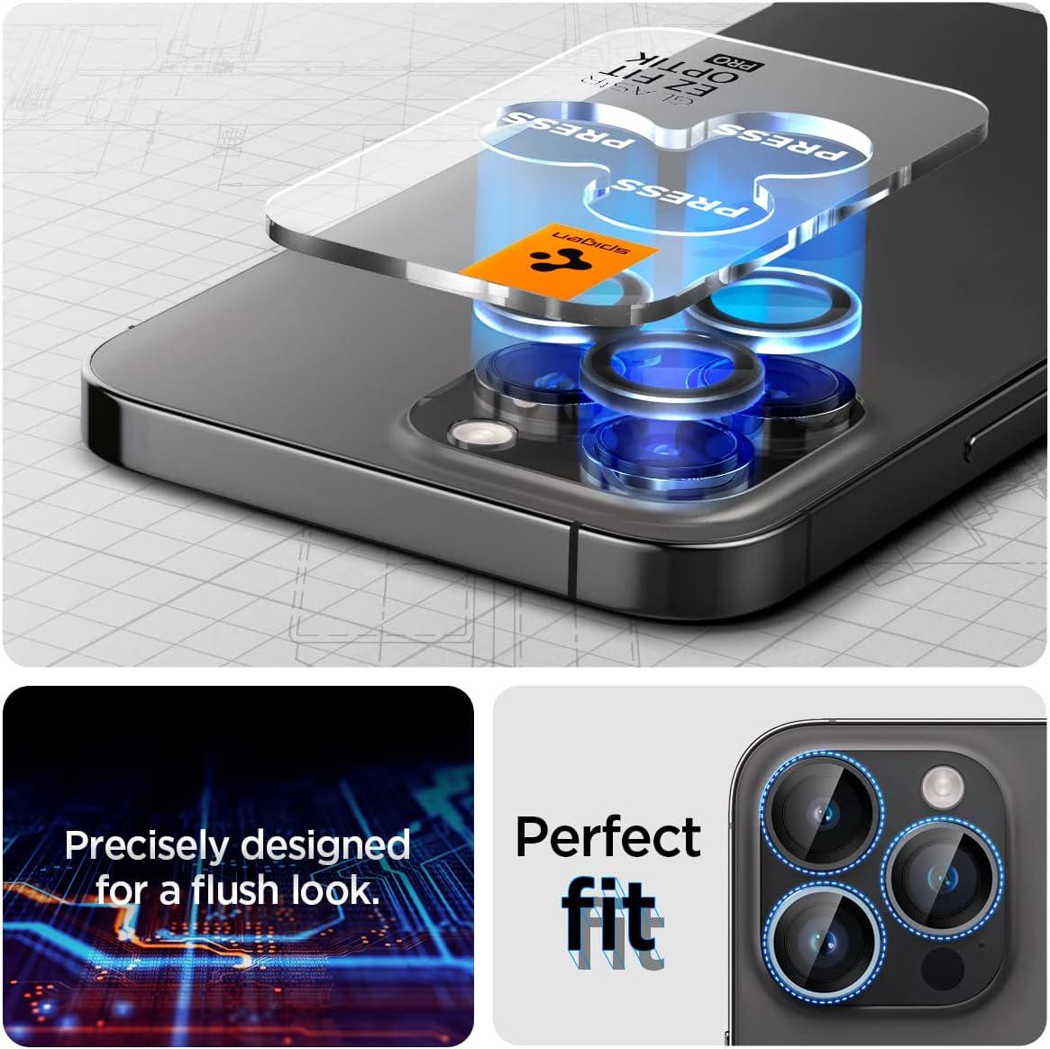 Spigen® (x2.Pack) GLAS.tR™ EZ FIT™ OPTIK PRO AGL06159 iPhone 15 Pro Max / 15 Pro / 14 Pro Max / 14 Pro Premium Tempered Glass Camera Lens Protector – Zero One
