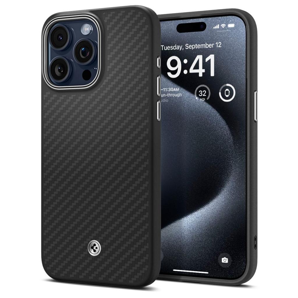Spigen® Enzo Aramid™ (MagFit) ACS07044 iPhone 15 Pro Max Case – Matte Black