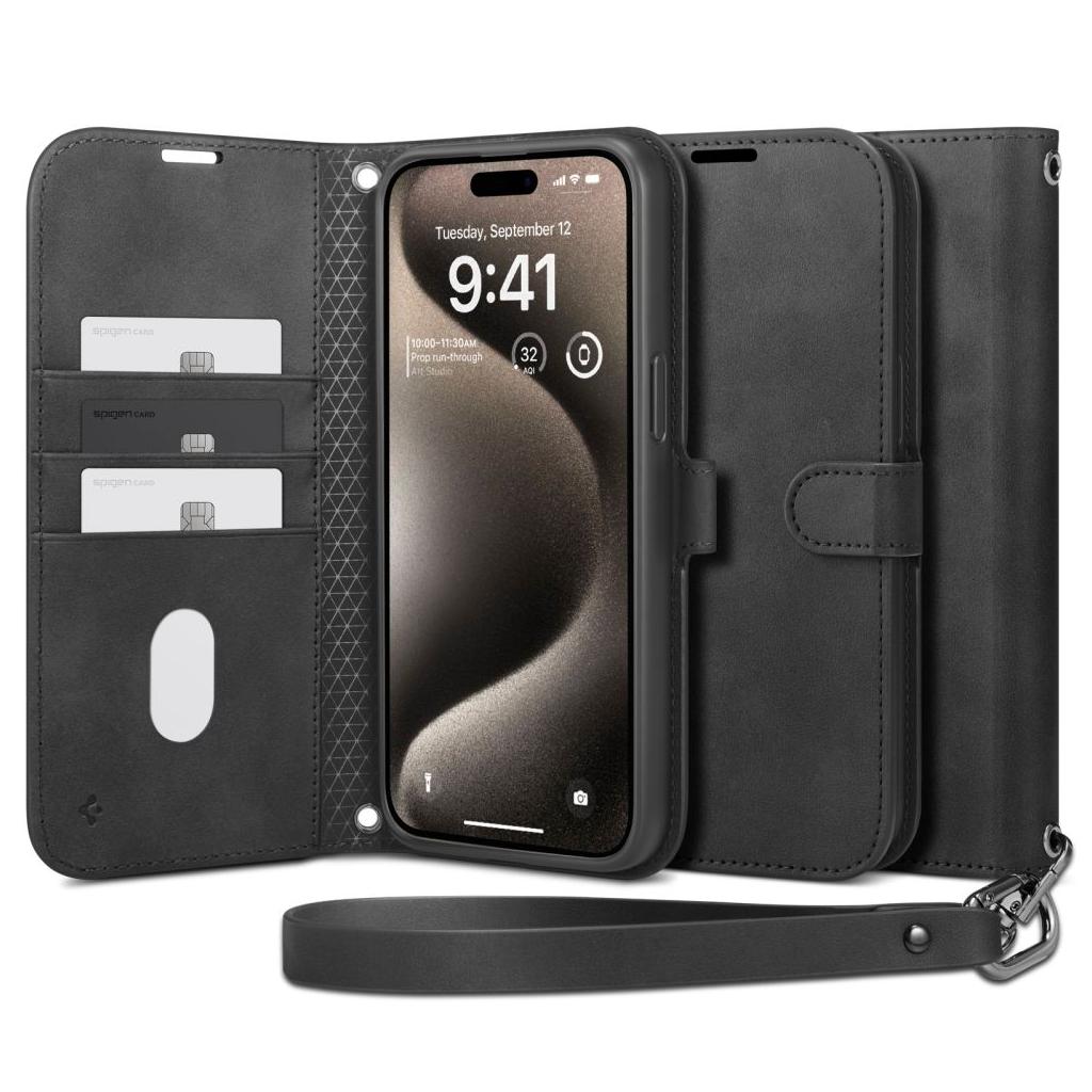 Spigen® Wallet S™ Pro ACS06605 iPhone 15 Pro Max Case - Black