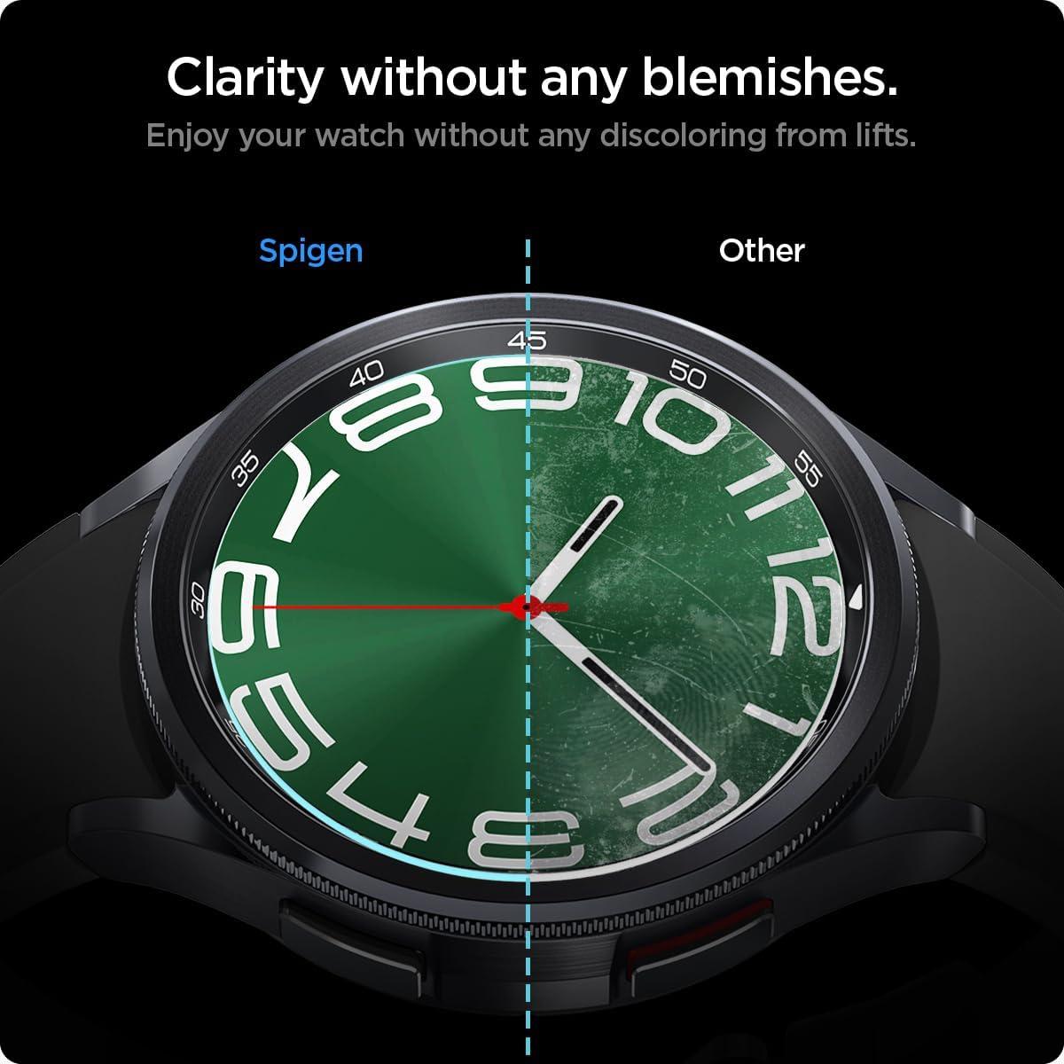 Spigen® (x2.Pack) GLAS.tR™ EZ FIT™ HD AGL07066 Samsung Galaxy Watch 6 Classic (47mm) Premium Tempered Glass Screen Protector