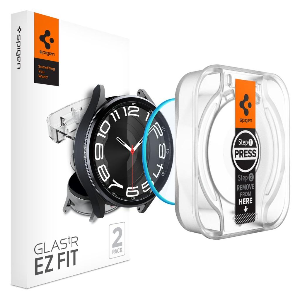 Spigen® (x2.Pack) GLAS.tR™ EZ FIT™ HD AGL07067 Samsung Galaxy Watch 6 Classic (43mm) Premium Tempered Glass Screen Protector
