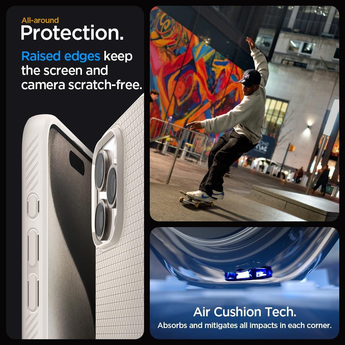 Spigen® Liquid Air™ ACS07212 iPhone 15 Pro Max Case - Natural Titanium