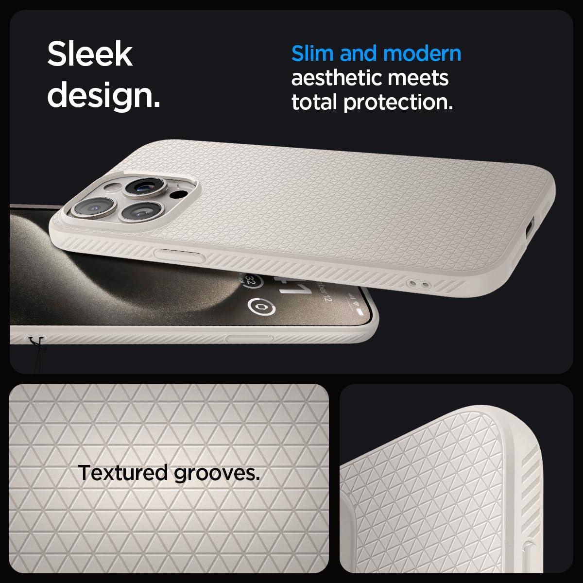 Spigen® Liquid Air™ ACS07217 iPhone 15 Pro Case - Natural Titanium