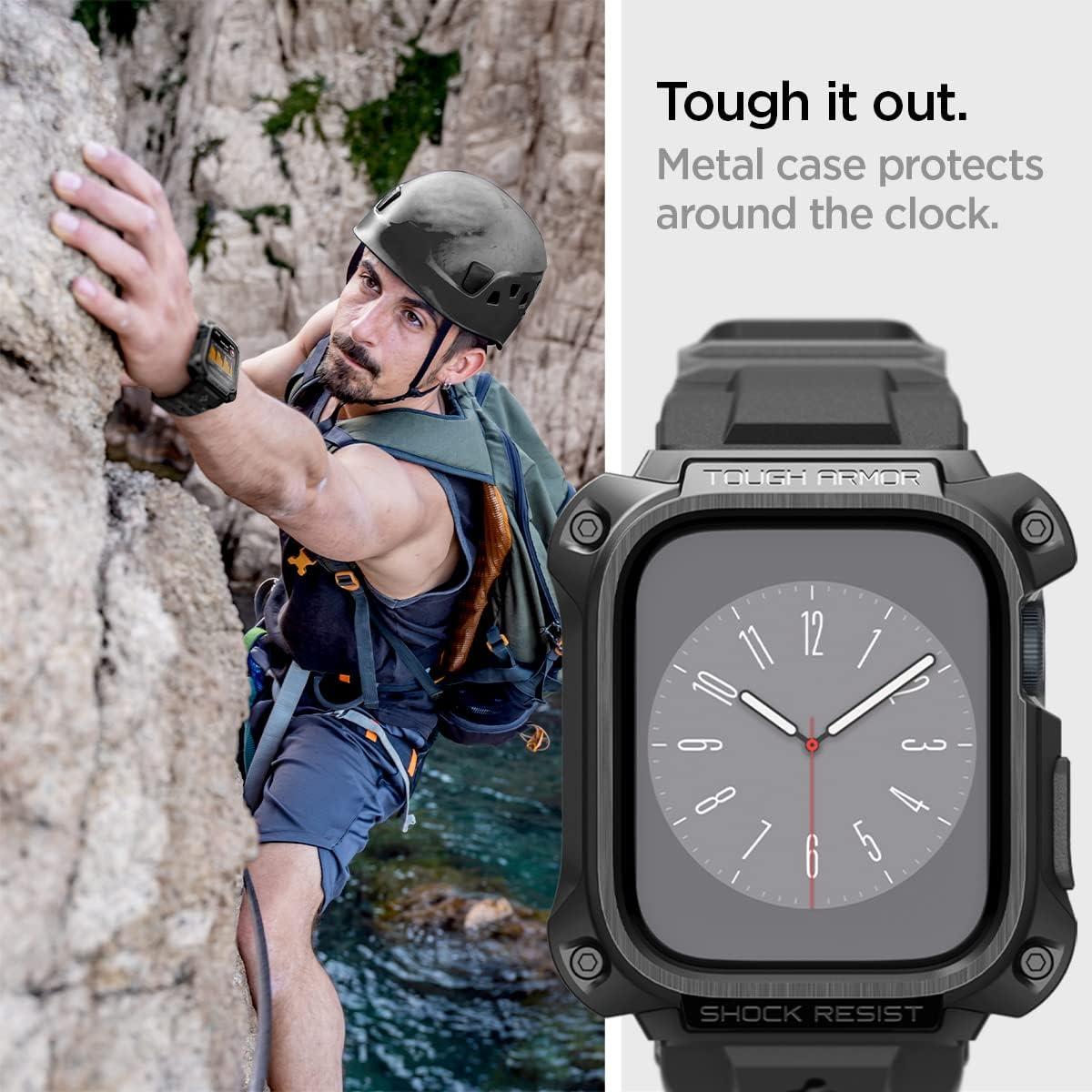 Spigen® Tough Armor™ Pro Metal ACS05237 Apple Watch Series 9 / 8 / 7 (45mm) Case - Black