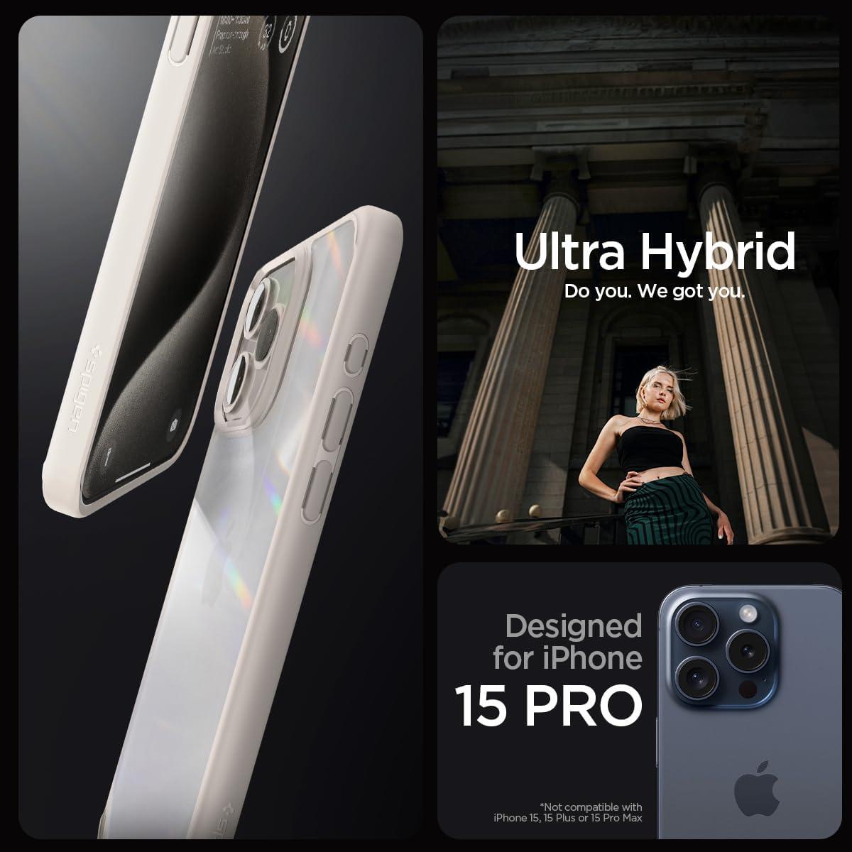 Spigen® Ultra Hybrid™ ACS07214 iPhone 15 Pro Case - Natural Titanium