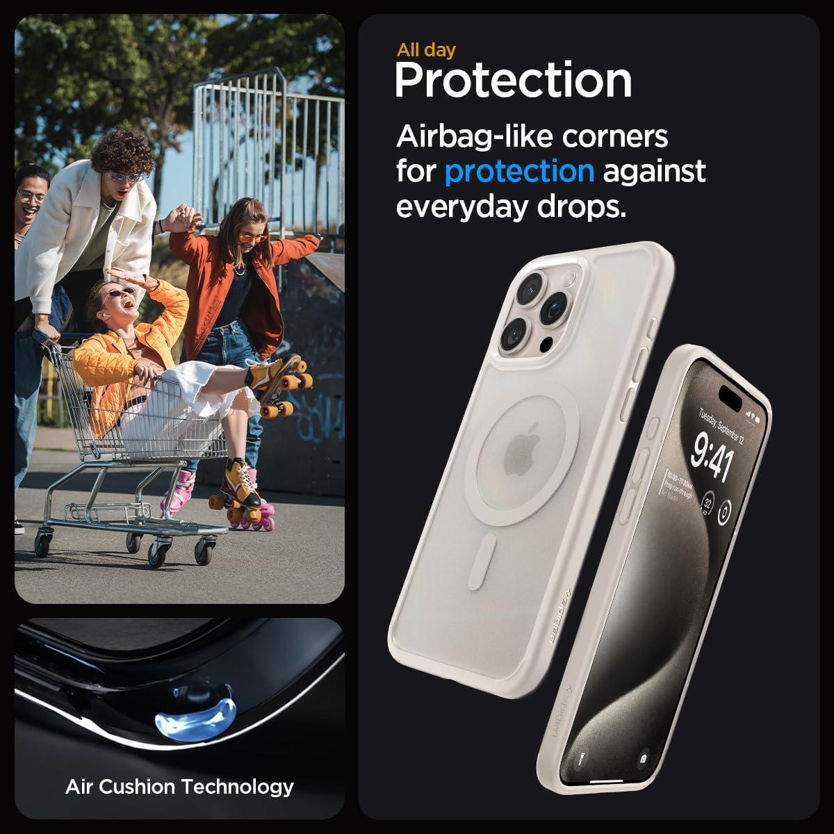 Spigen® Ultra Hybrid™ (MagFit) ACS07210 iPhone 15 Pro Max Case - Frost Natural Titanium