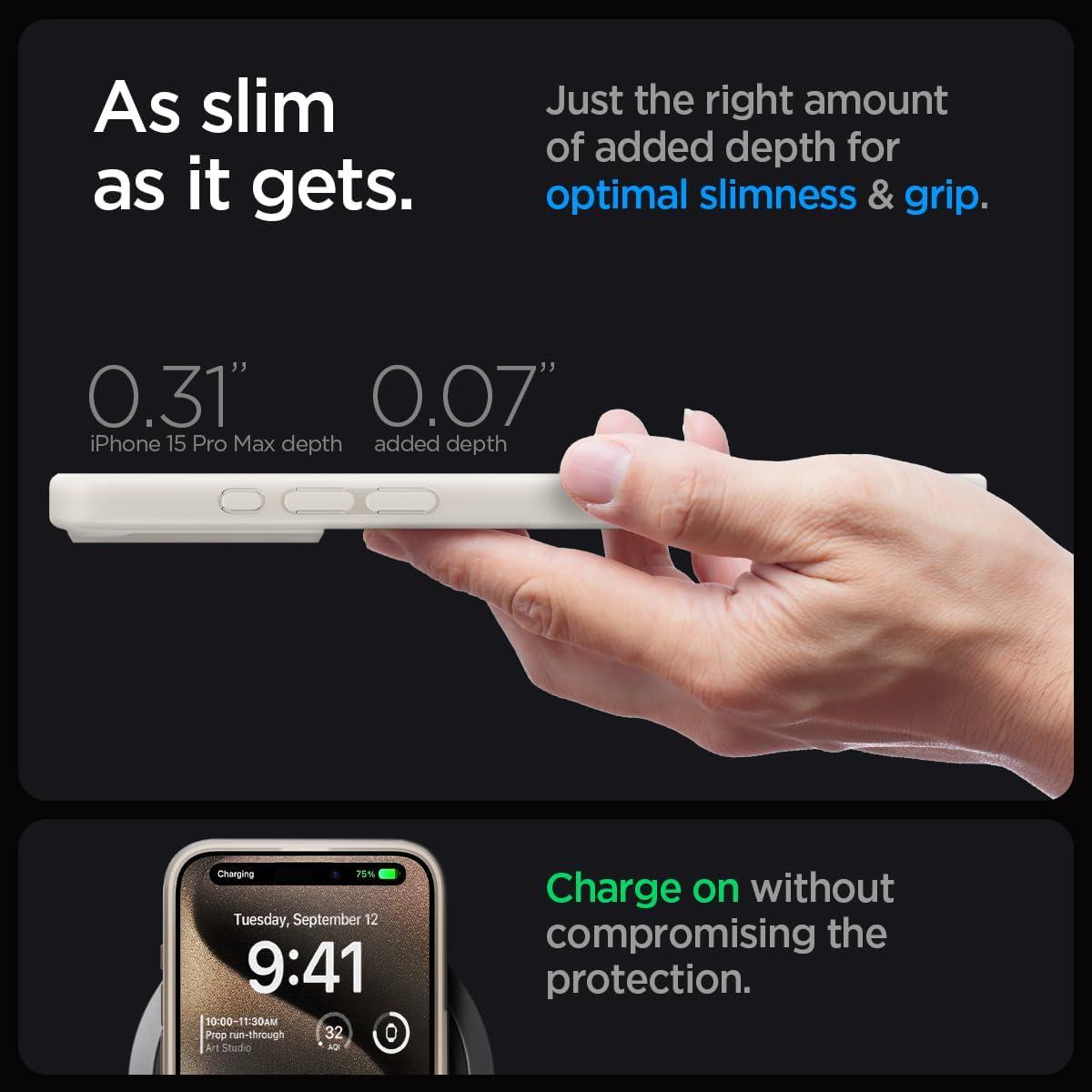 Spigen® Ultra Hybrid™ (MagFit) ACS07210 iPhone 15 Pro Max Case - Frost Natural Titanium
