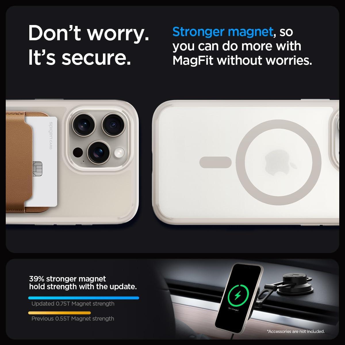 Spigen® Ultra Hybrid™ (MagFit) ACS07215 iPhone 15 Pro Case - Frost Natural Titanium