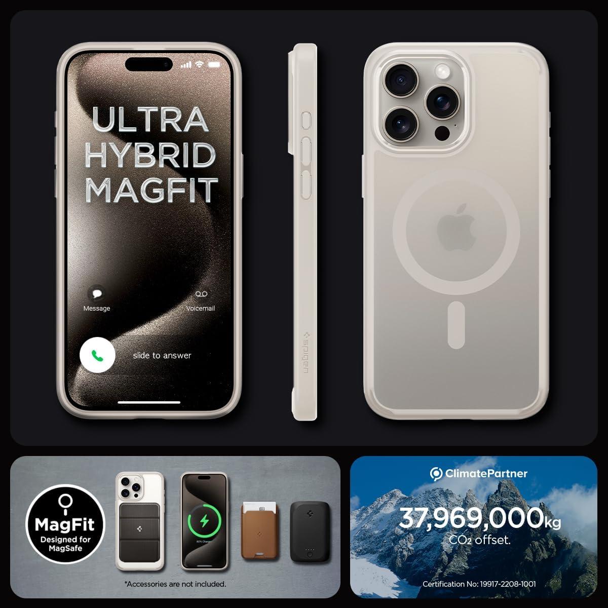Spigen® Ultra Hybrid™ (MagFit) ACS07215 iPhone 15 Pro Case - Frost Natural Titanium