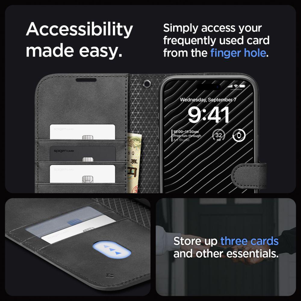 Spigen® Wallet S™ Pro ACS06740 iPhone 15 Pro Case – Black