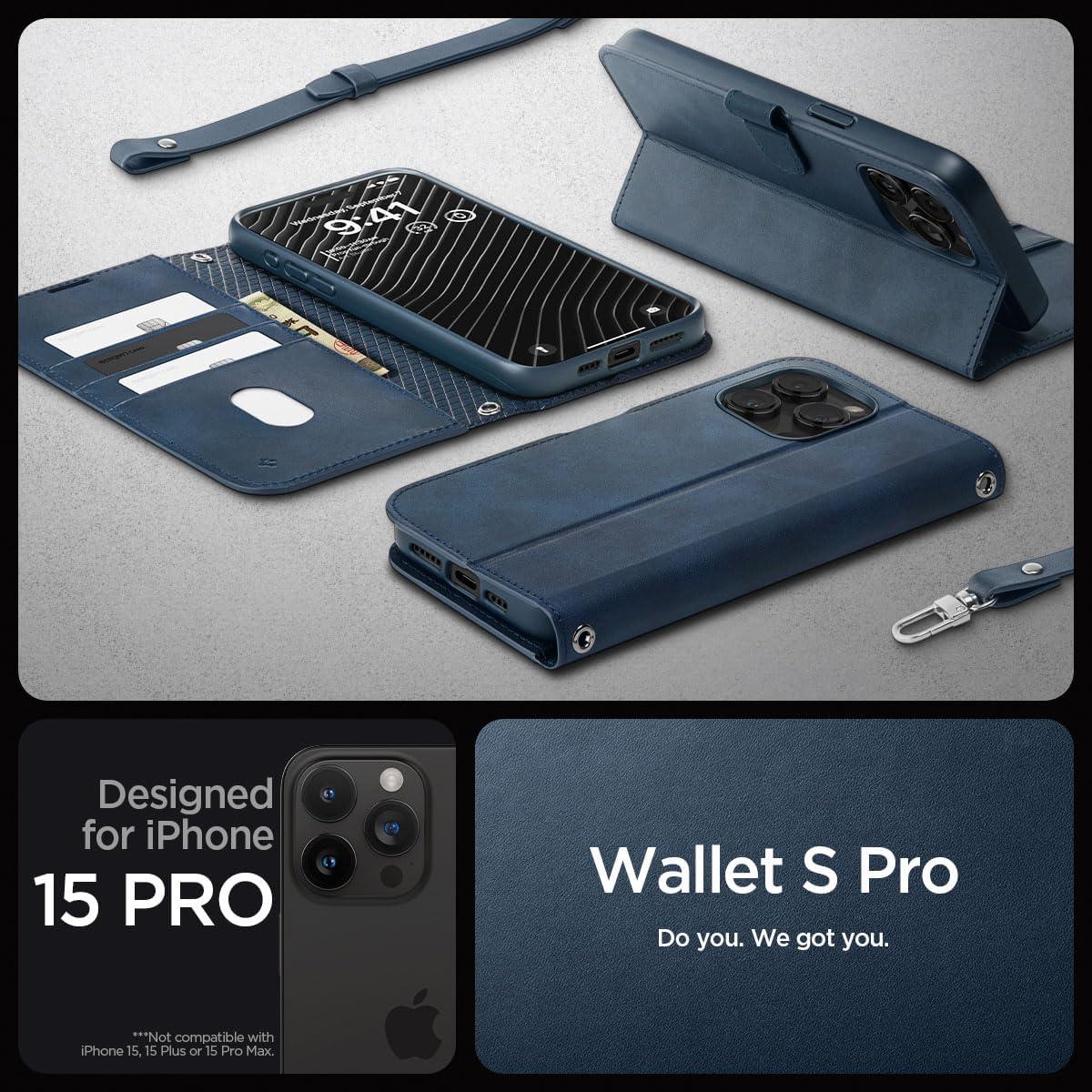 Spigen® Wallet S™ Pro ACS06741 iPhone 15 Pro Case – Navy