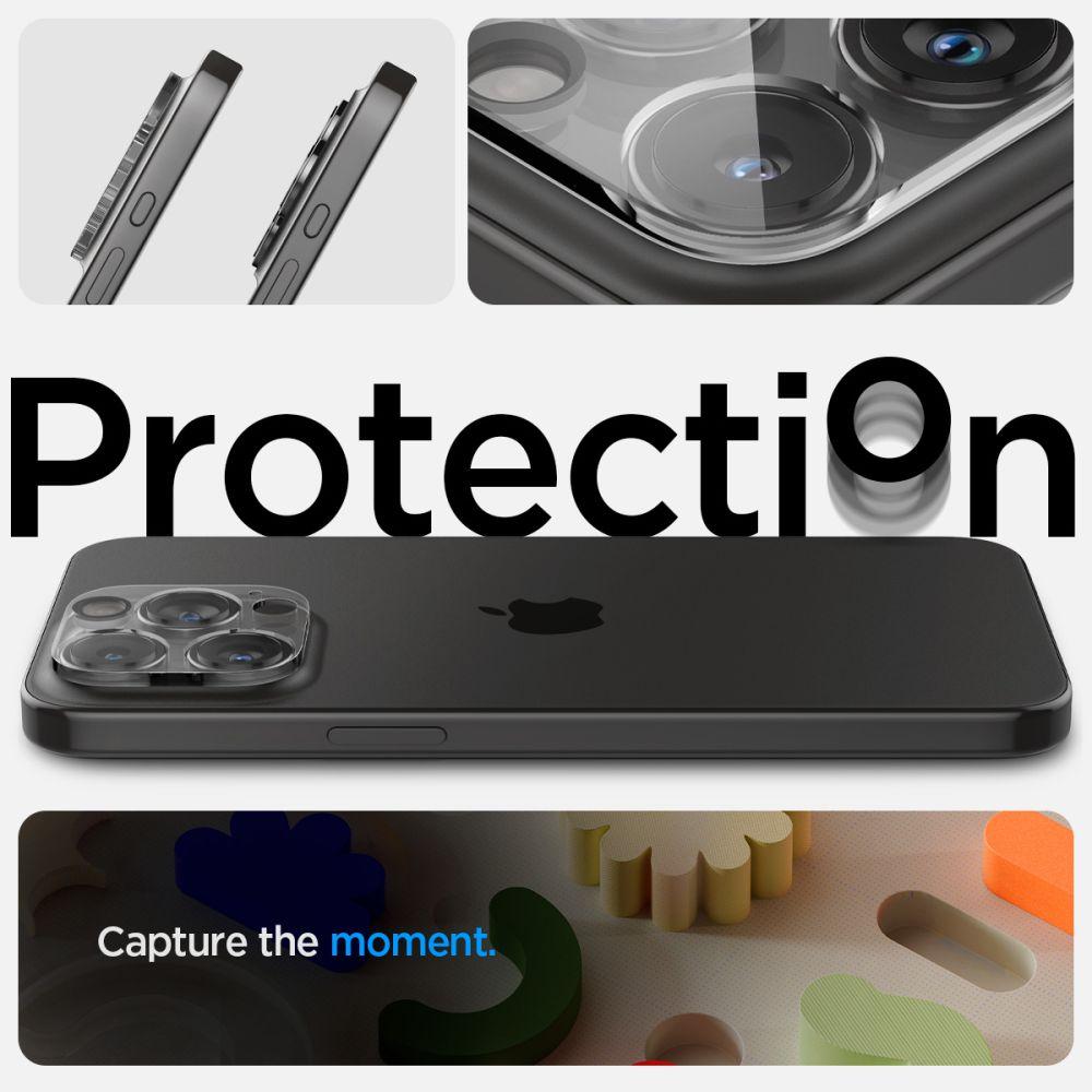 Spigen® (x2.Pack) GLAS.tR™ OPTIK AGL05761 iPhone 15 Pro Max / 15 Pro / 14 Pro Max / 14 Pro Premium Tempered Glass Camera Lens Protector – Crystal Clear