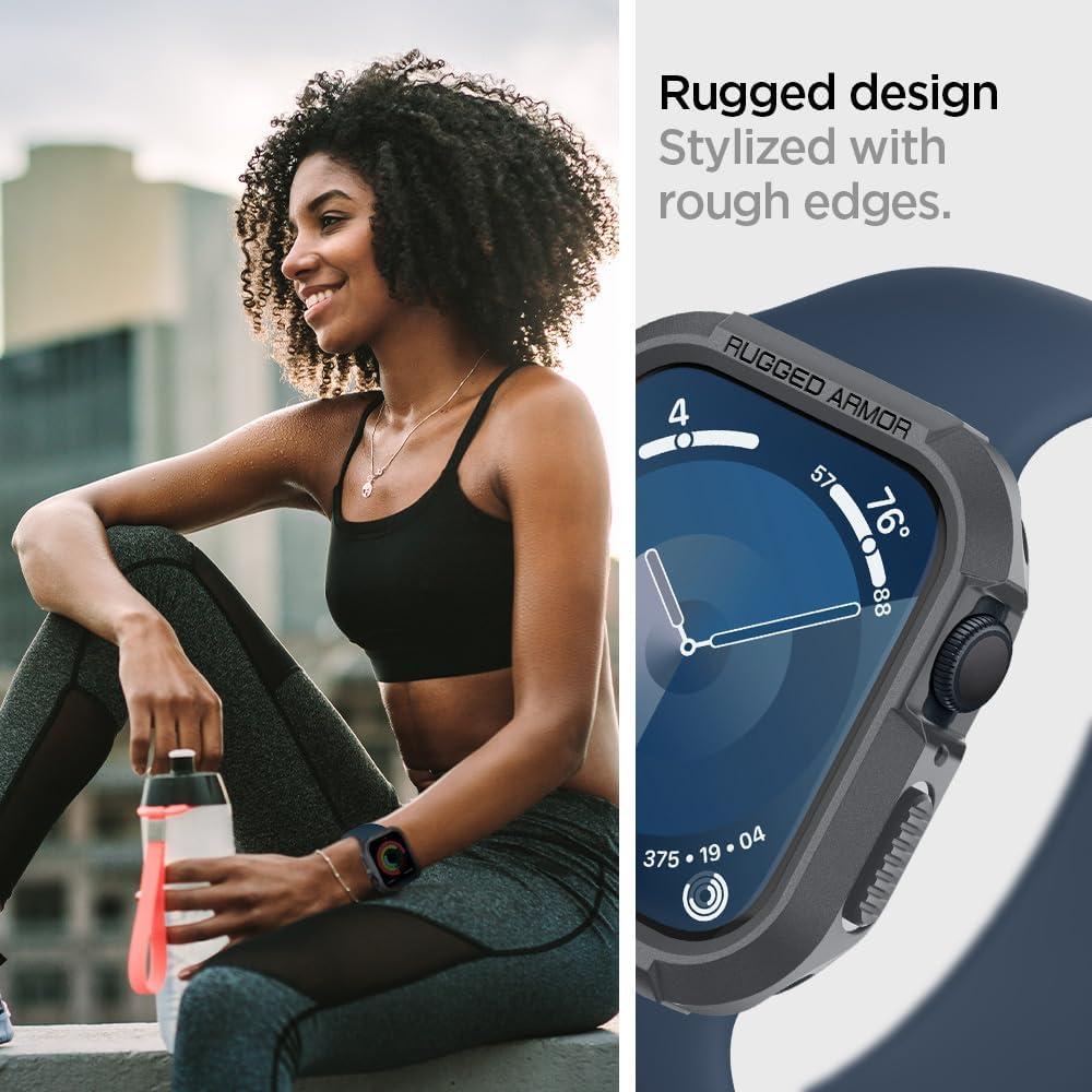 Spigen® Rugged Armor™ ACS07380 Apple Watch Series 9 / 8 / 7 / SE2 / 6 / SE / 5 / 4 (45mm / 44mm) Case – Dark Gray