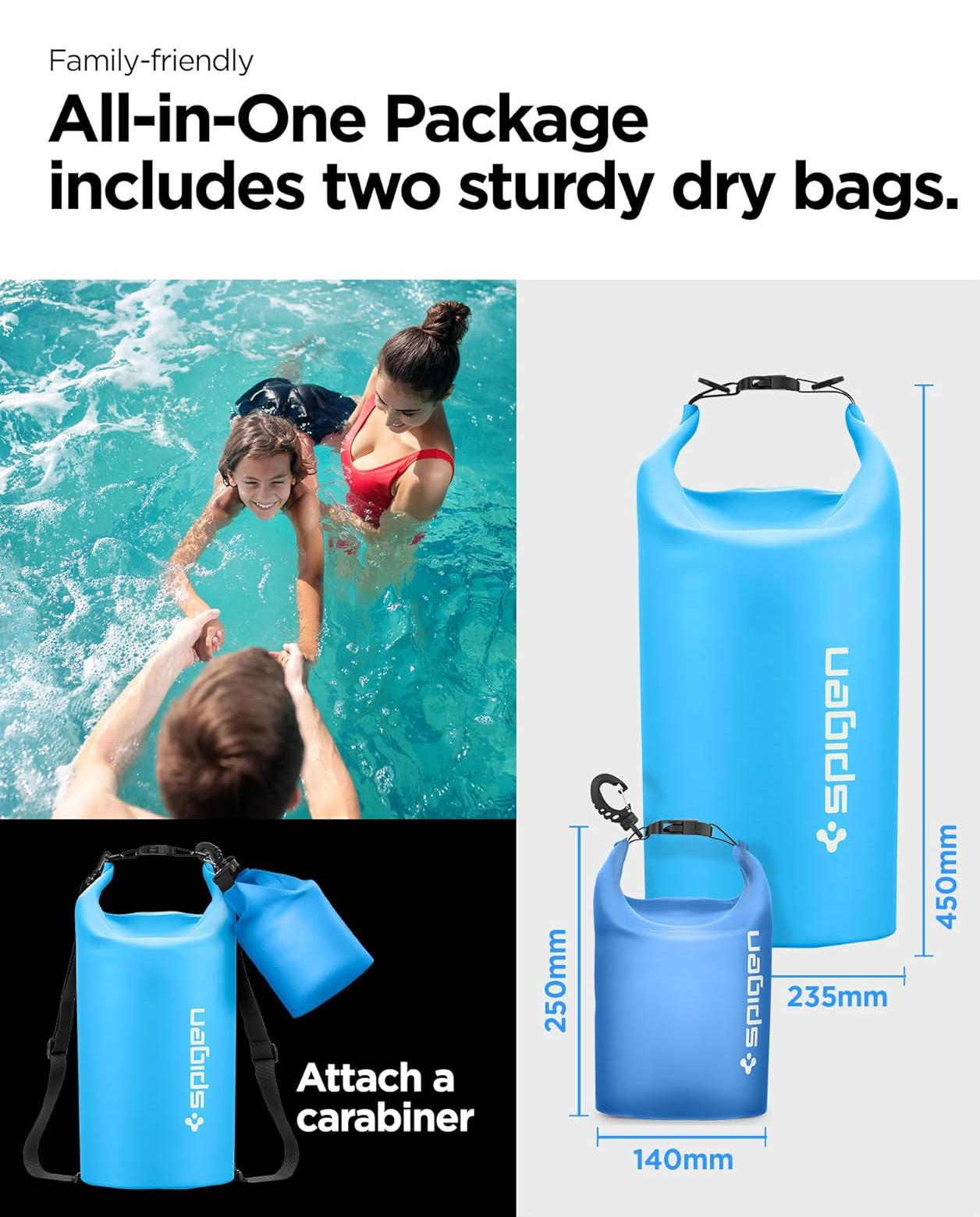 Spigen® AquaShield™ AMP06024 IPX6 Certified Waterproof Bag | 20L+2L – Sea Blue