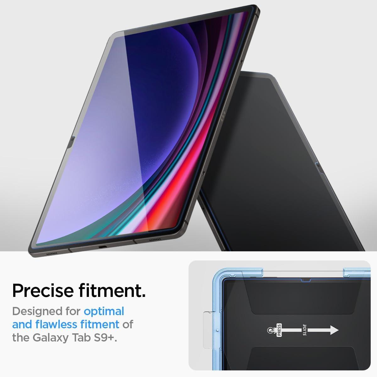 Spigen® GLAS.tR™ EZ FIT™ AGL06999 Samsung Galaxy Tab S9+ Plus 12.4-inch Premium Tempered Glass Screen Protector