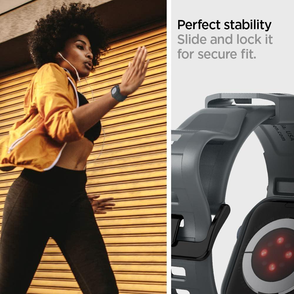 Spigen® Rugged Armor™ Pro ACS07387 Apple Watch Series 9 / 8 / SE 2 / 7 / 6 / SE / 5 / 4 (45mm / 44mm) | Case & Band – Dark Gray