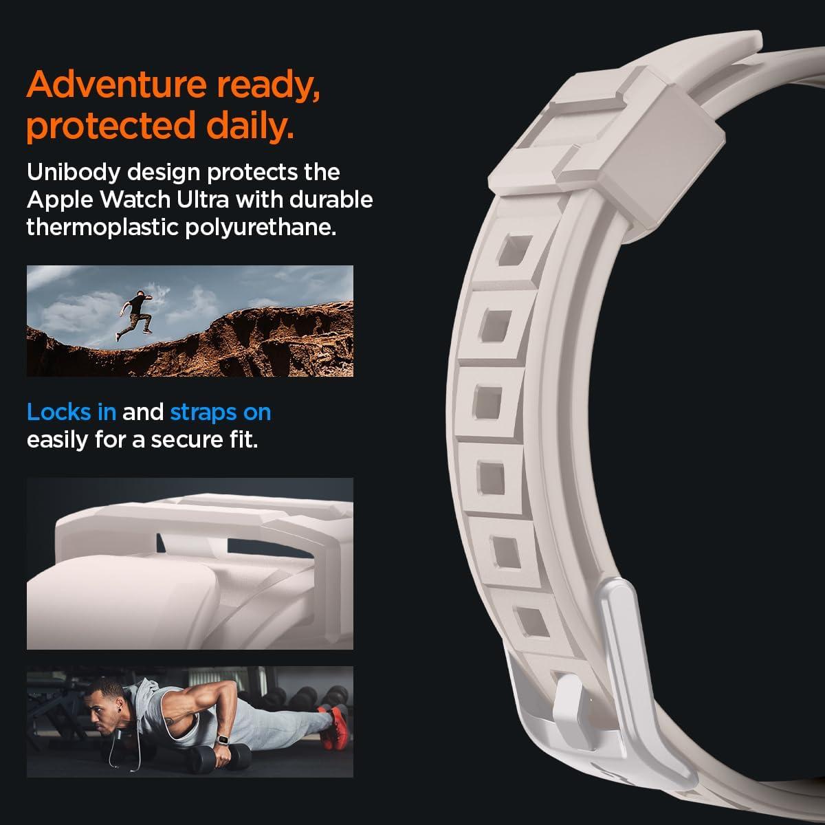 Spigen® Rugged Armor™ Pro ACS07388 Apple Watch Ultra 2 | Ultra (49mm) | Case & Band - Dune Beige