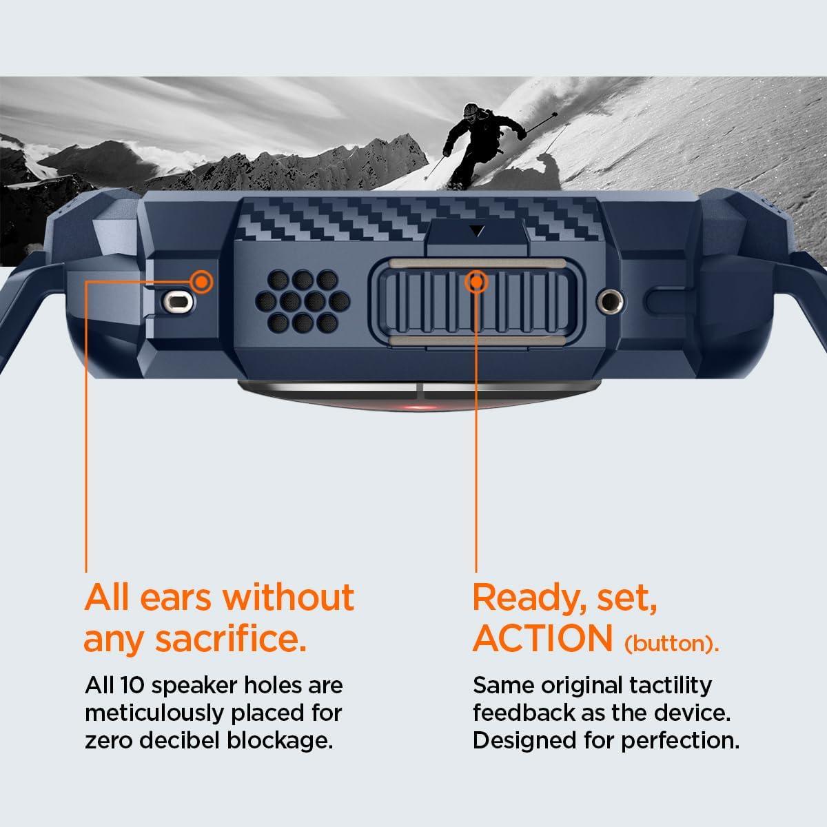 Spigen® Rugged Armor™ Pro ACS07389 Apple Watch Ultra 2 / Ultra (49mm) Case & Band – Navy Blue