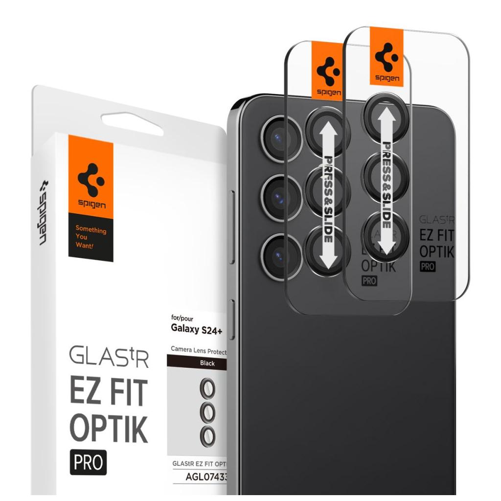 Spigen® (x2.Pack) GLAS.tR™ EZ FIT™ OPTIK PRO AGL07433 Samsung Galaxy S24+ Plus Premium Tempered Glass Camera Lens Protector – Black
