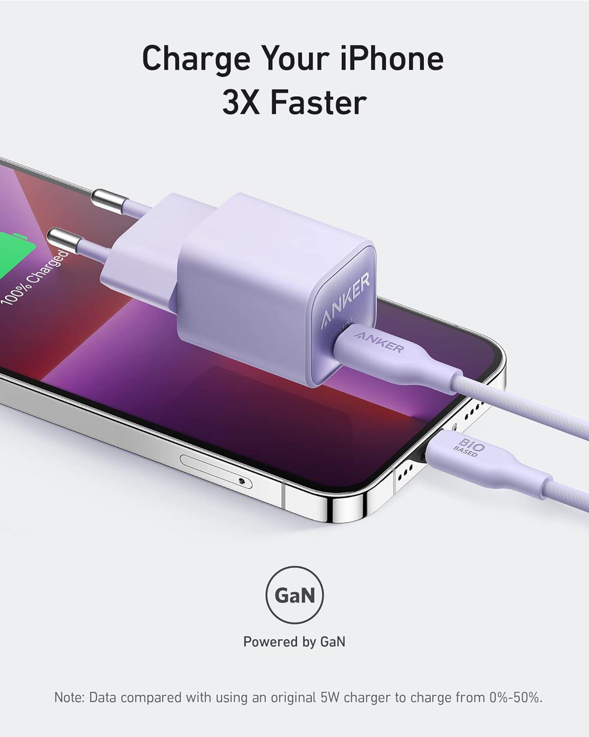 Anker® 511 Nano 3 GaN USB‑C Fast Charger | 30W – Violet