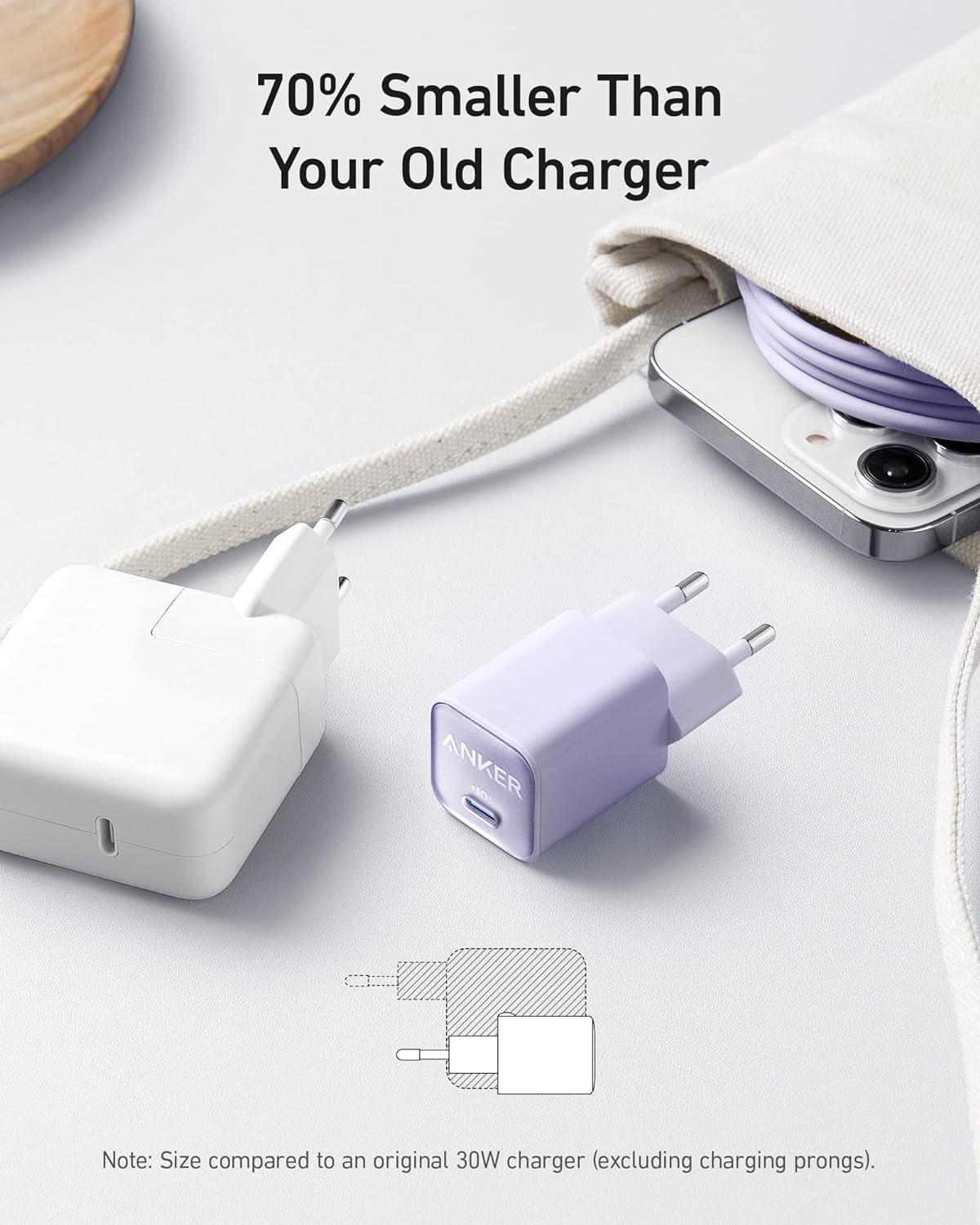 Anker® 511 Nano 3 GaN USB‑C Fast Charger | 30W – Violet