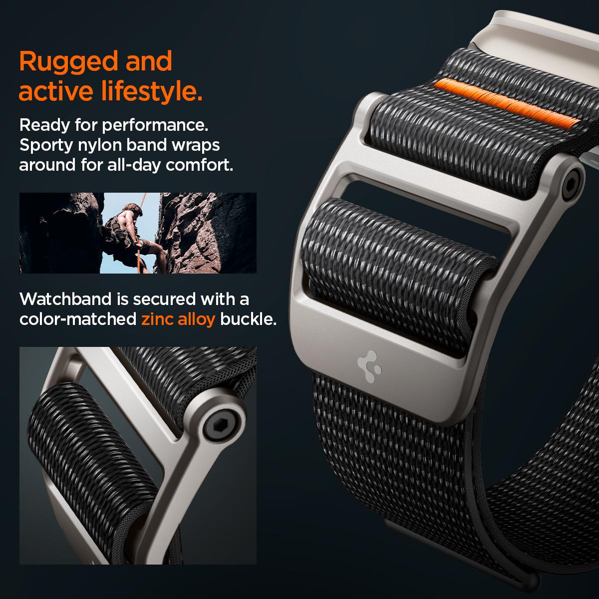 Spigen® DuraPro Flex Ultra AMP05981 Apple Watch Ultra 2 | Ultra | Series 9 | 8 | SE 2 | 7 | 6 | SE | 5 | 4 | 3 | 2 | 1 (49mm / 45mm / 44mm / 42mm) Band – Black