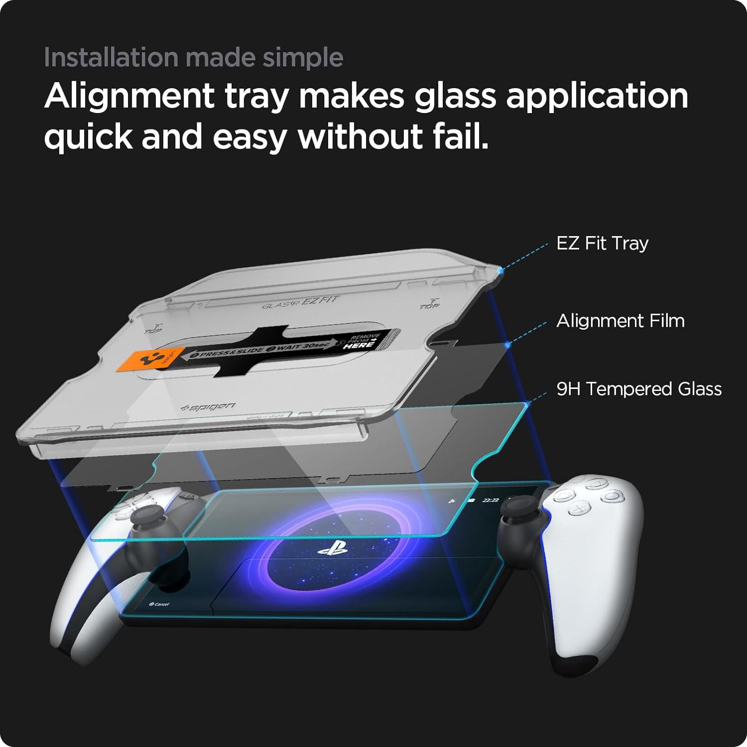 Spigen® GLAS.tR™ EZ FIT™ AGL07183 Sony Playstation Portal Premium Tempered Glass Screen Protector