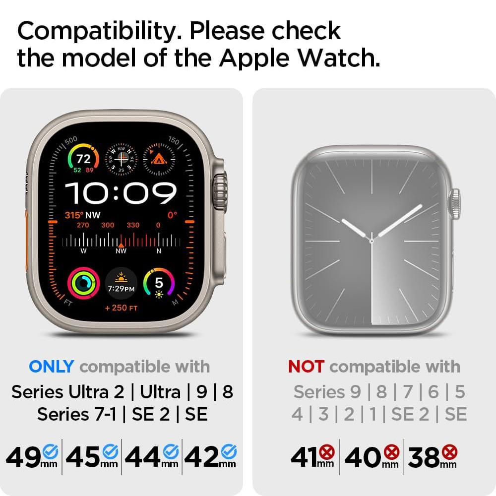 Spigen® Modern Fit™ 062MP25403 Apple Watch Ultra 2 | Ultra | Series 9 | 8 | SE 2 | 7 | 6 | SE | 5 | 4 | 3 | 2 | 1 (49mm / 45mm / 44mm / 42mm) Stainless Steel Band - Black