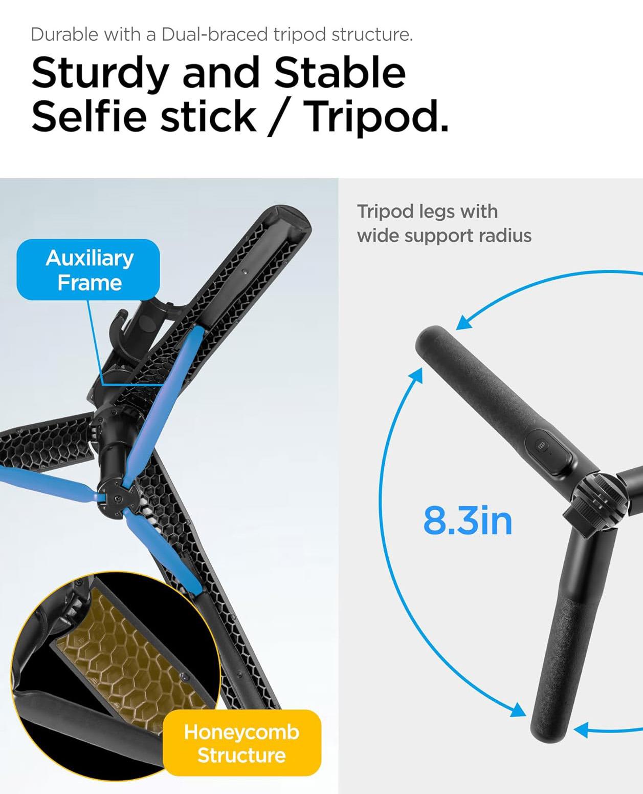 Spigen® S560W AMP05813 Bluetooth Selfie Stick Tripod | 160cm - Black