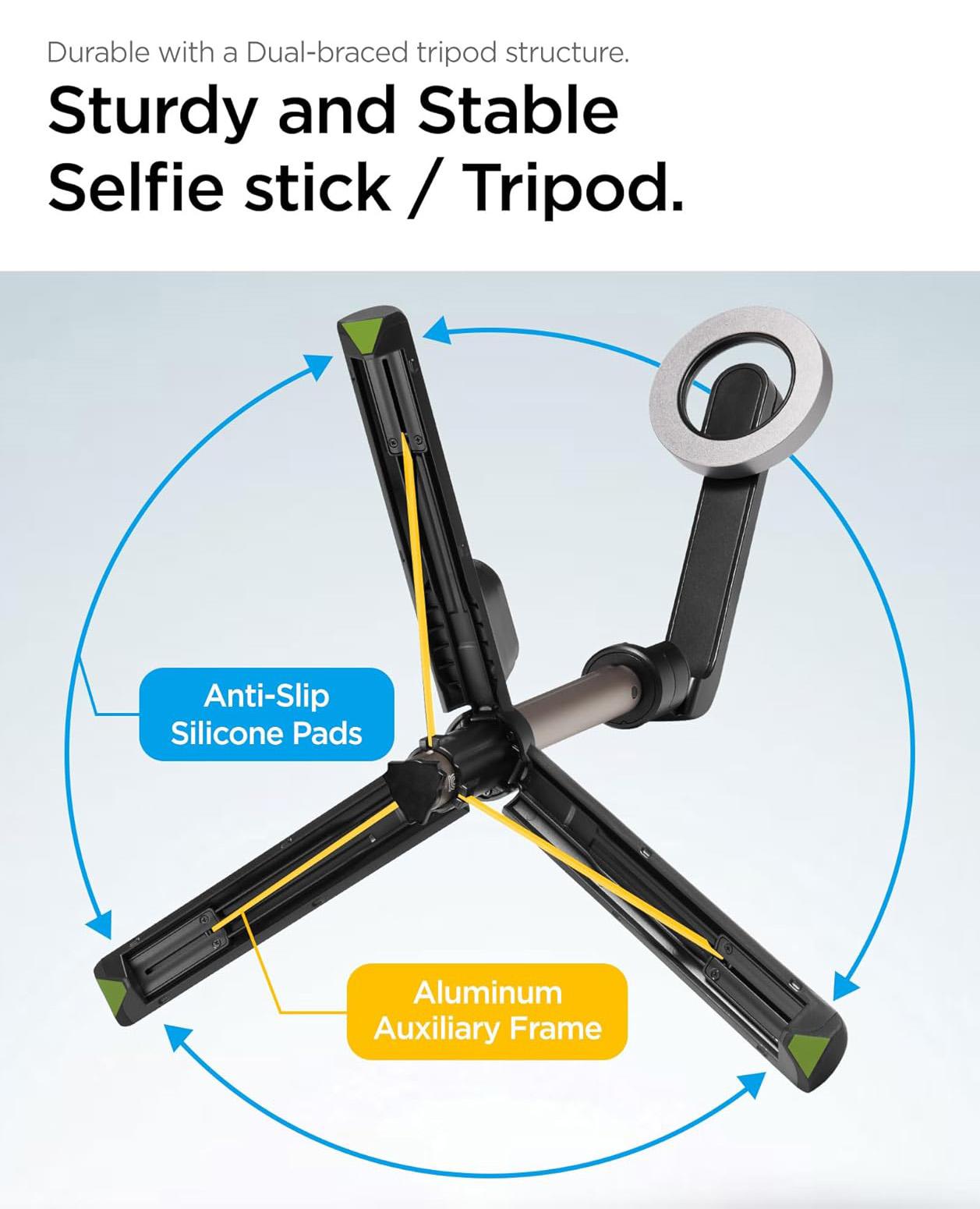 Spigen® S570W AMP06402 (MagFit) MagSafe Bluetooth Selfie Stick Tripod – Black