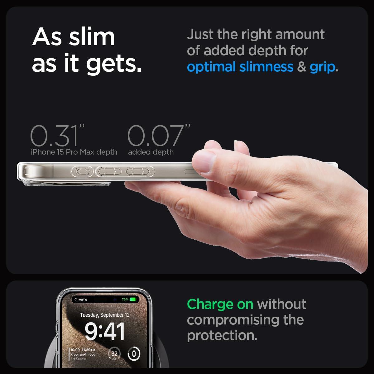 Spigen® Ultra Hybrid™ Zero One (MagFit) ACS07211 iPhone 15 Pro Max Case - Zero One Natural Titanium