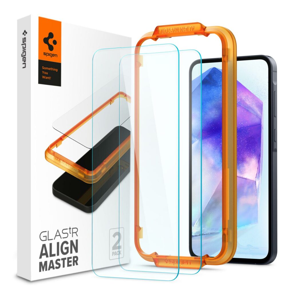 Spigen® (x2 Pack) GLAS.tR™ ALIGNmaster™ AGL07775 Samsung Galaxy A55 Premium Tempered Glass Screen Protector
