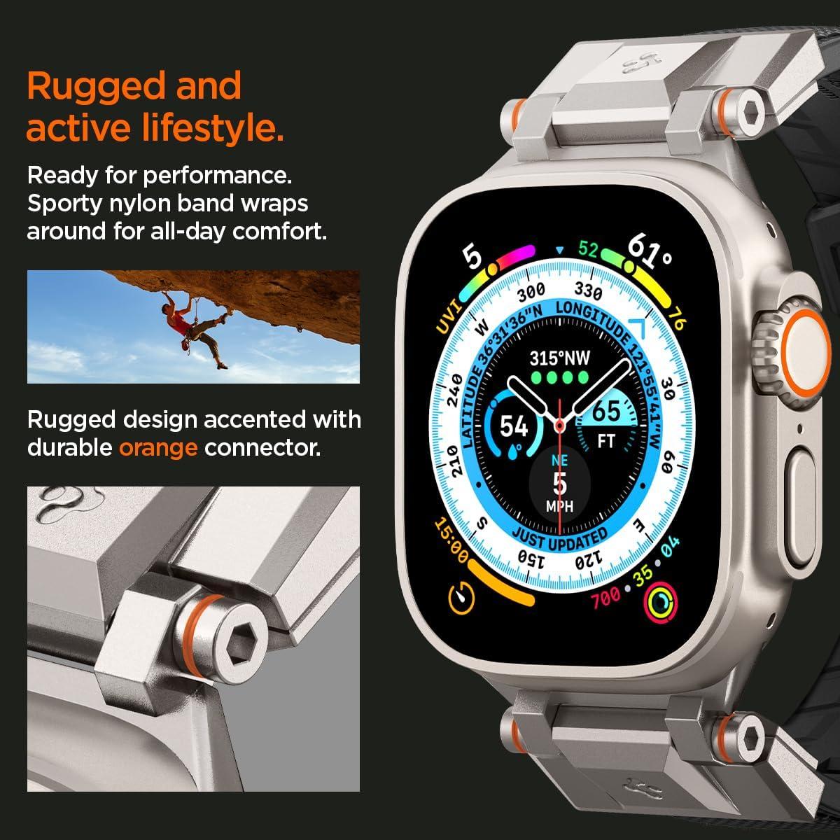 Spigen® DuraPro Armor™ PU AMP07591 Apple Watch Series 49mm | 45mm | 44mm | 42mm Band – Black